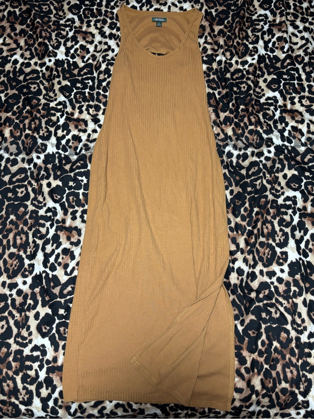 Ribbed Tank Midi Dress - Camel